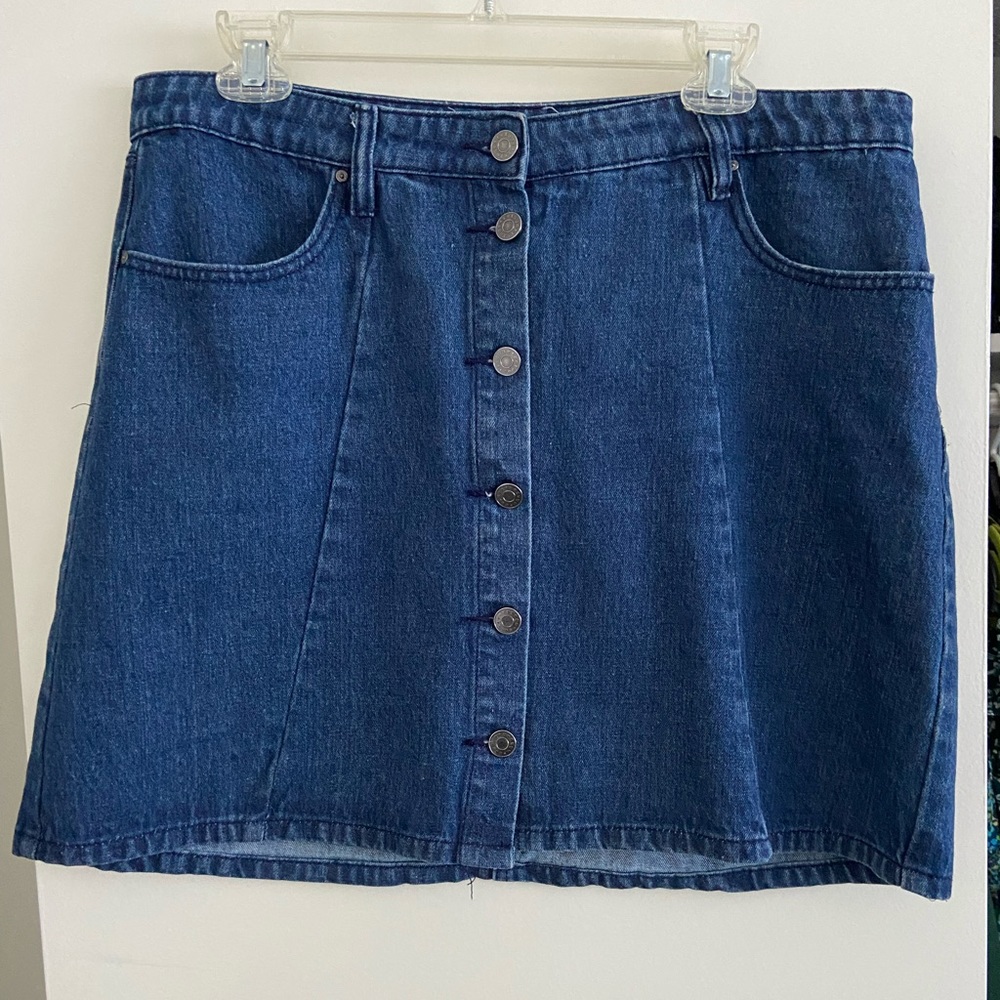 Button down denim skirt